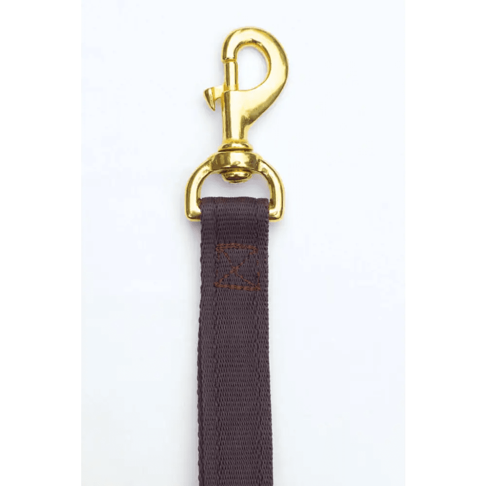 Cornish Grippy Lead: 5 Loop Mountain Brown Dog Lead with Gold Hardware