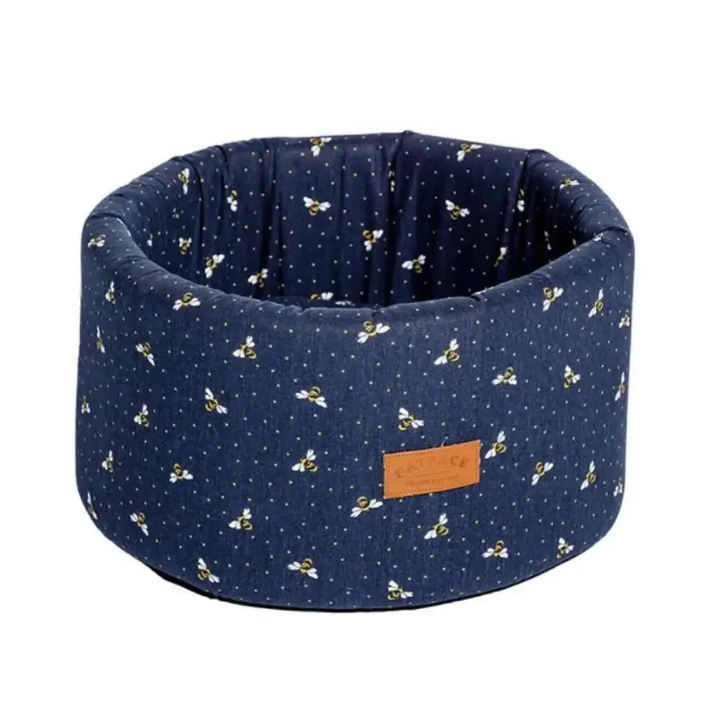 Danish Design FatFace Spotty Bees 45cm cat cosy in navy blue bee pattern offers perfect cosy space