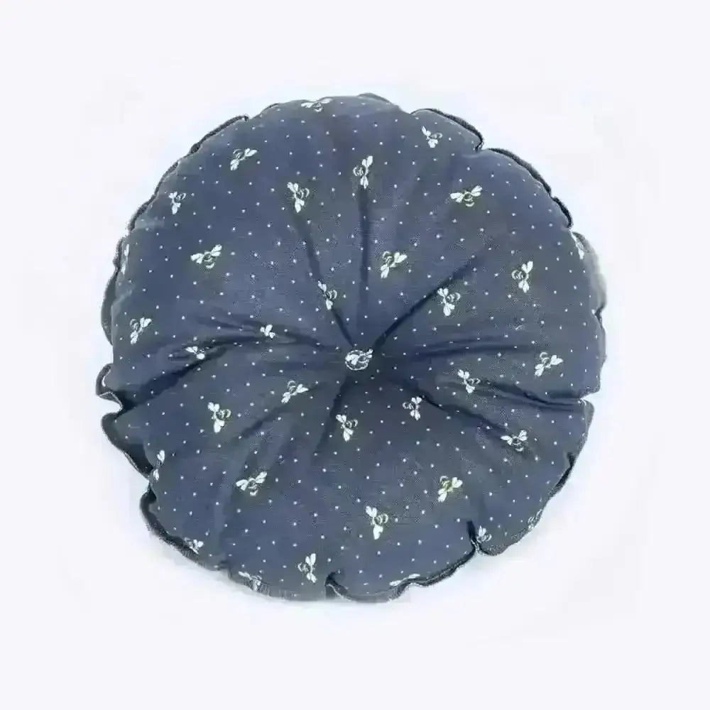 Navy blue Danish Design FatFace Spotty Bees Cat Cosy 45cm cushion with scalloped floral edge for perfect cosy space