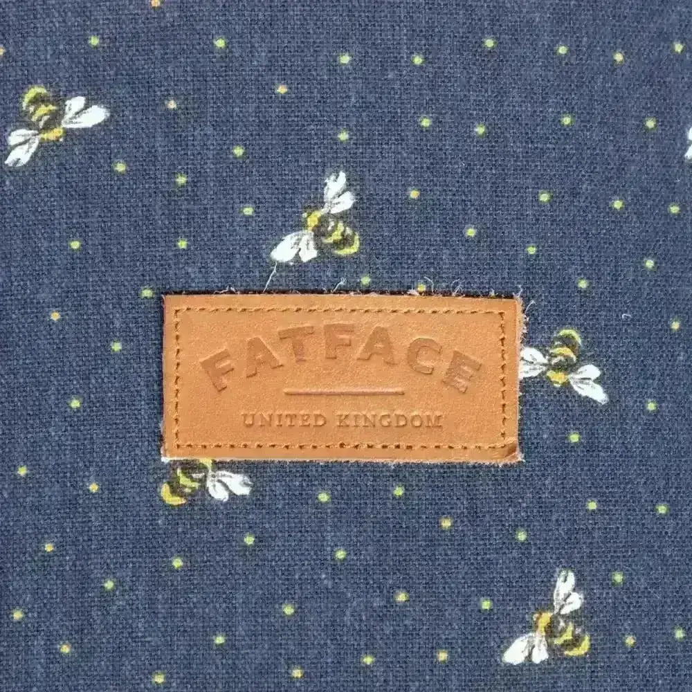 Navy blue FatFace tote bag with yellow bees, perfect cosy space for cats