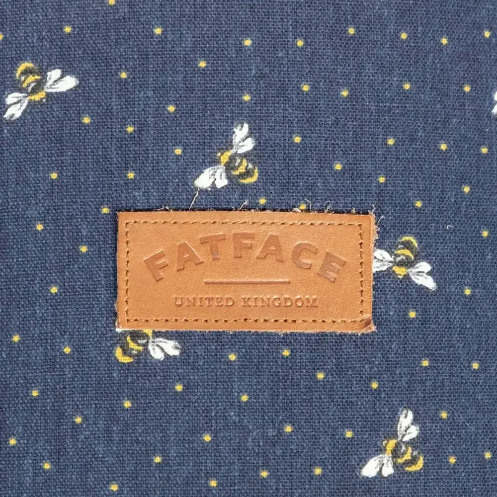 Navy blue FatFace tote bag with yellow bees, perfect cosy space for cats