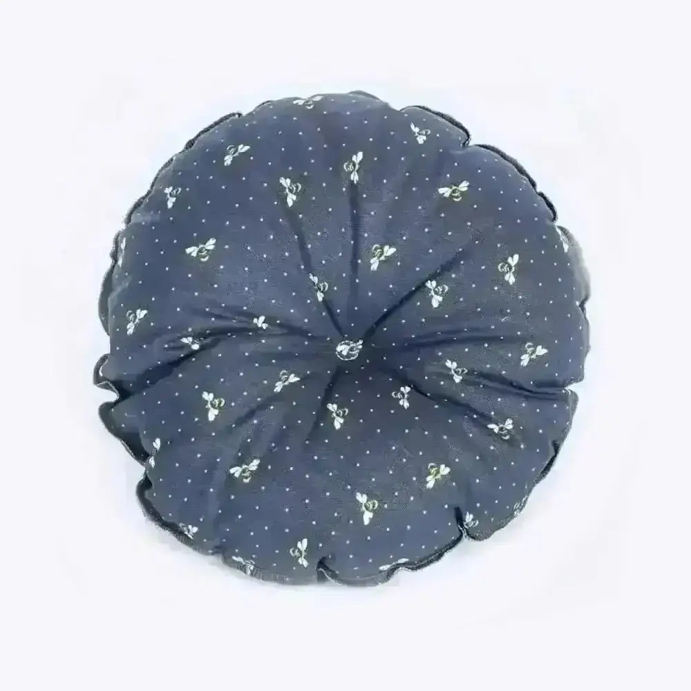 Navy blue Danish Design FatFace Spotty Bees Cat Cosy 45cm cushion with scalloped floral edge for perfect cosy space