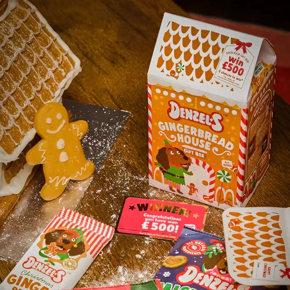 Denzel’s Christmas Grotto Dog Gift Box with Gingerbread House Kit