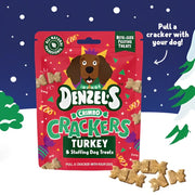 Denzels Crimbo Crackers turkey and stuffing dog treats in festive red packaging