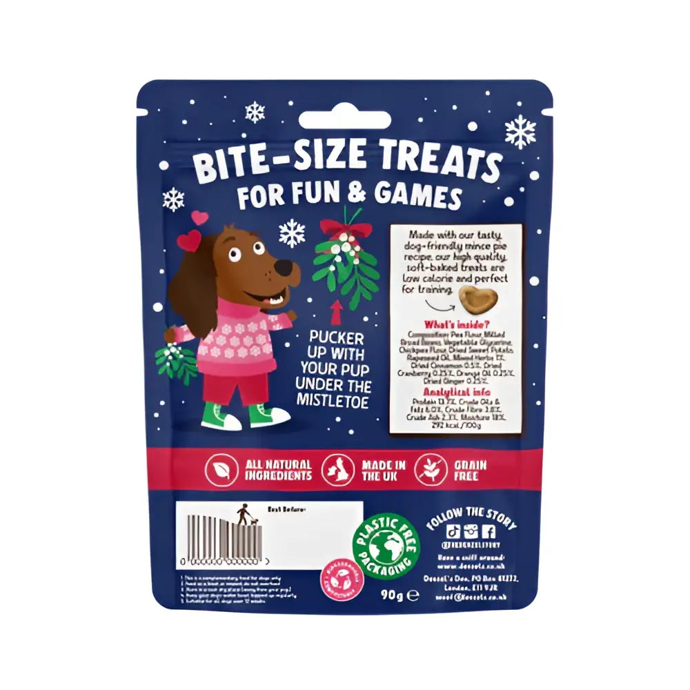 Denzel’s Mistletoe Kisses mince pie 90g festive dog treats package