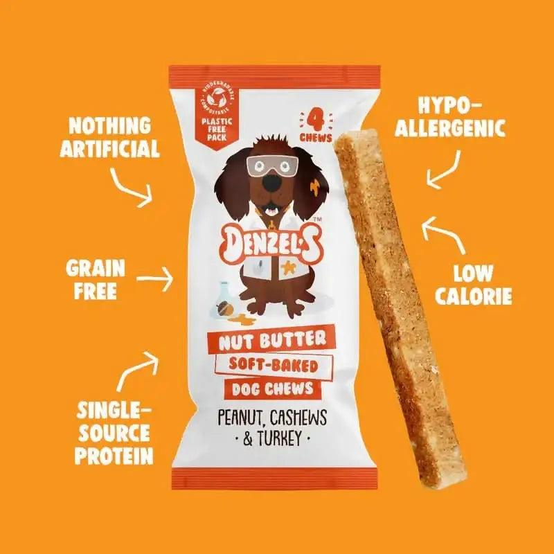 Denzel's Nut Butter Soft Baked Dog Chews | Natural chews for dogs
