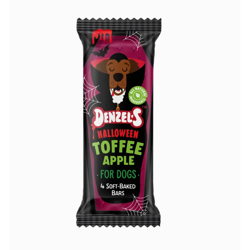 Denzel's Halloween Toffee Apple for dogs packaging on a white background