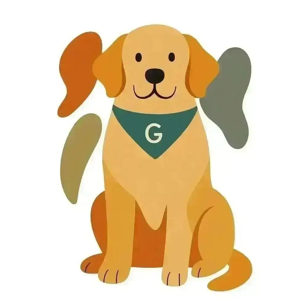 Golden Retriever plush toy on fairtrade-certified cotton dog portrait cushion with concealed zip