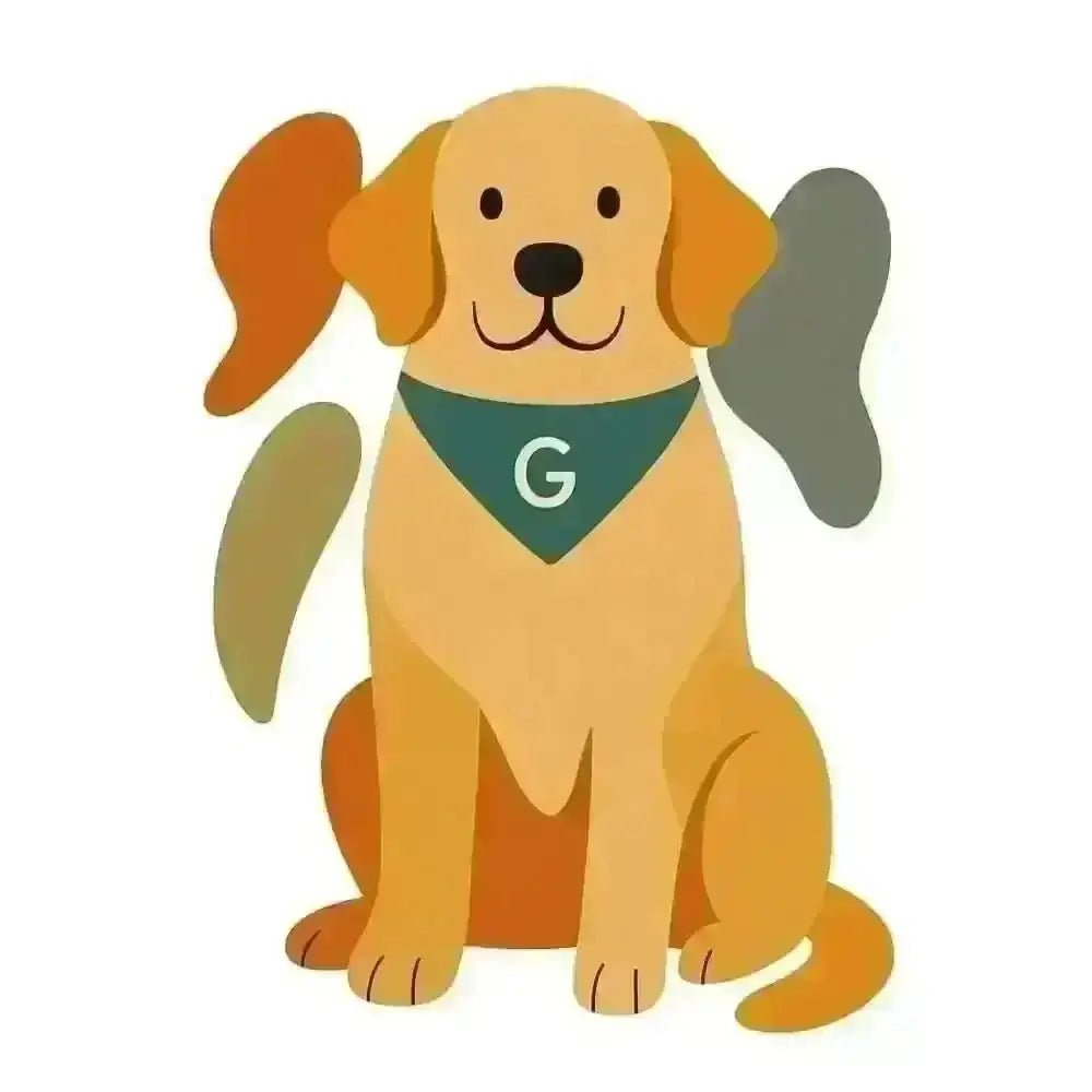 Golden Retriever plush toy on fairtrade-certified cotton dog portrait cushion with concealed zip