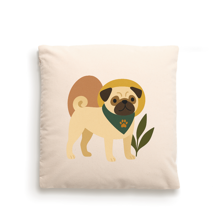 Dog Portrait Cushion Cover (Fairtrade Cotton) – By Breed - Pug