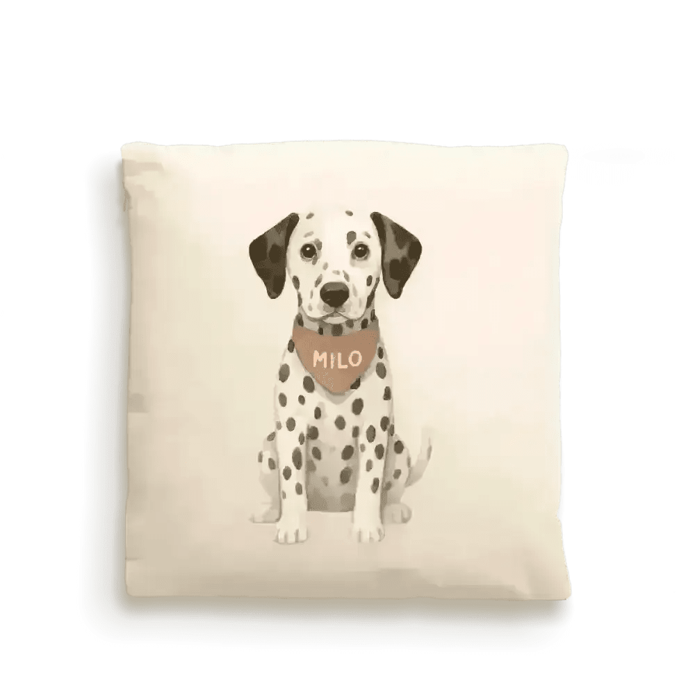 Dog Portrait Cushion Cover (Fairtrade Cotton) – Personalised - Dalmation