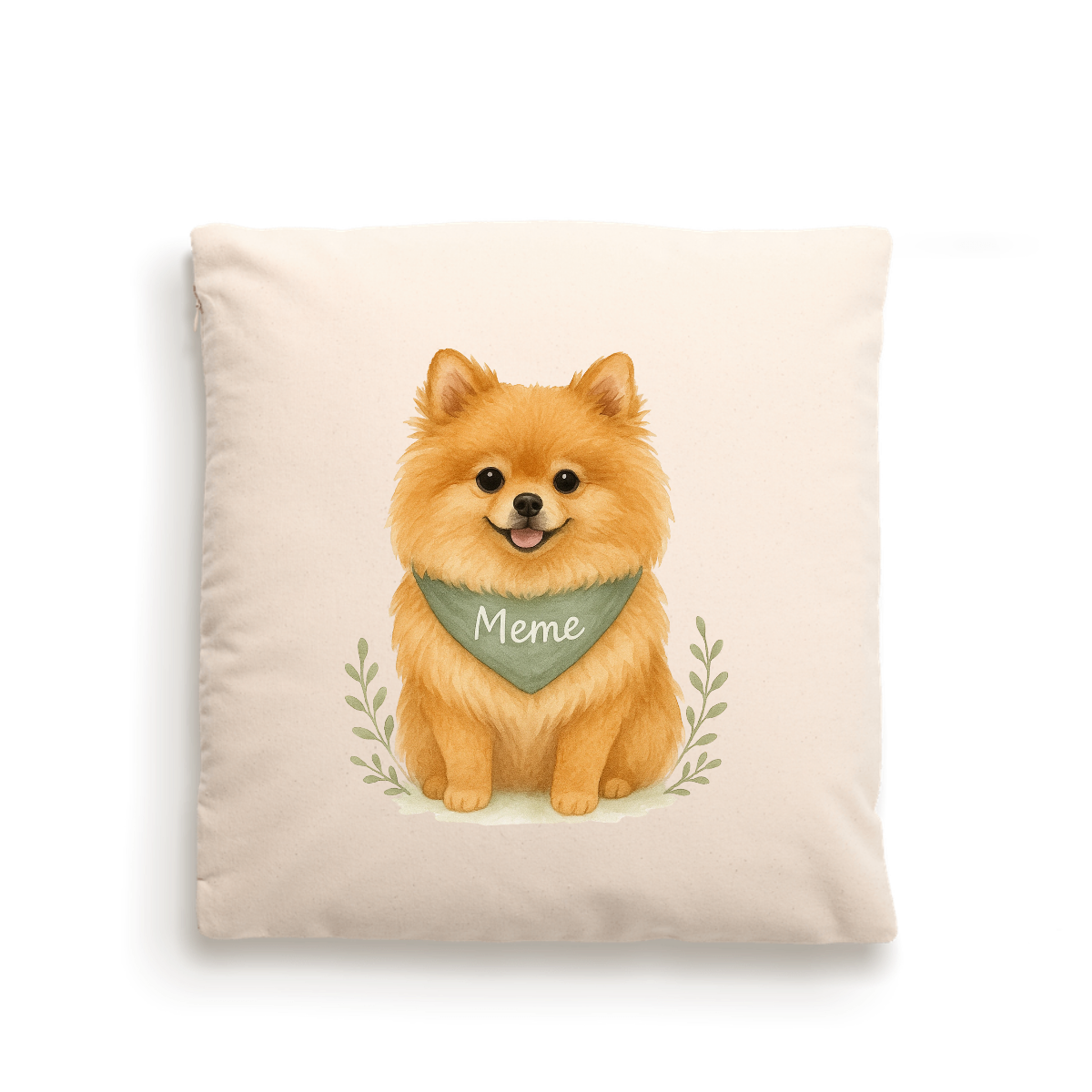 Dog Portrait Cushion Cover (Fairtrade Cotton) – Personalised - Pomeranian