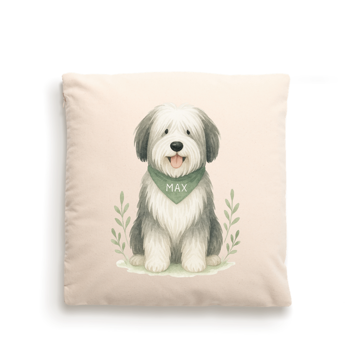 100% Cotton Custom Dog Cushion Cover – Personalised - Bearded Collie