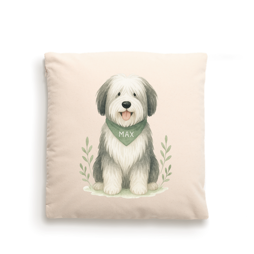 100% Cotton Custom Dog Cushion Cover – Personalised - Bearded Collie