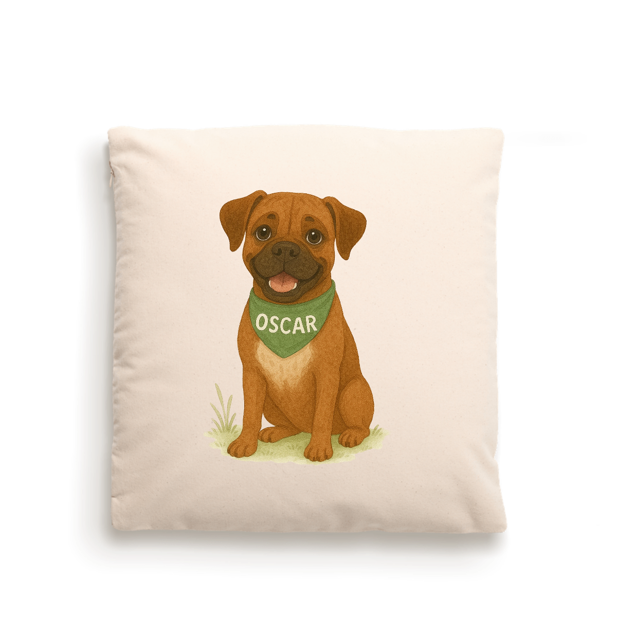 Dog Portrait Cushion Cover (Fairtrade Cotton) – Personalised - Boxer