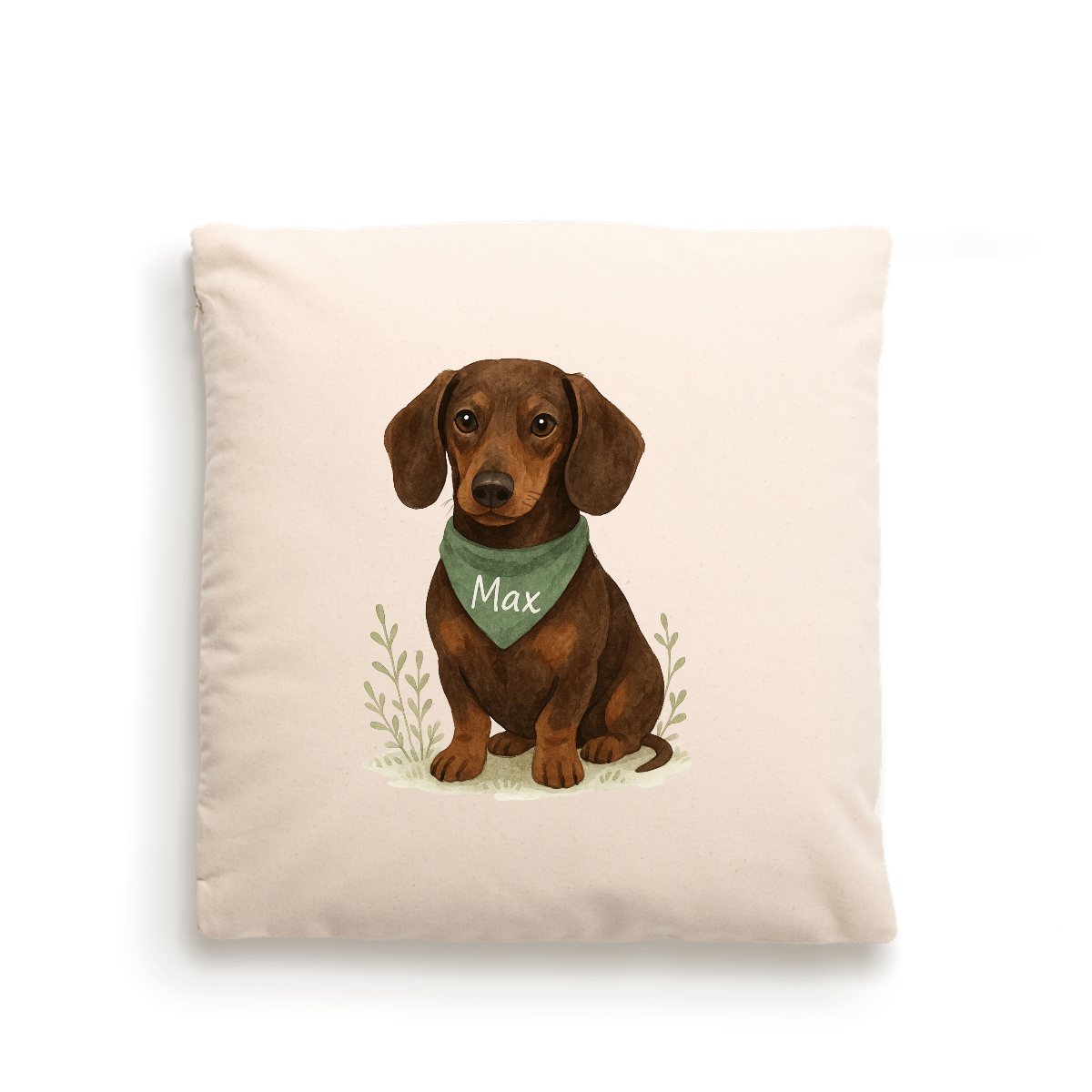 Dog Portrait Cushion Cover (Fairtrade Cotton) – Personalised - Dachsund