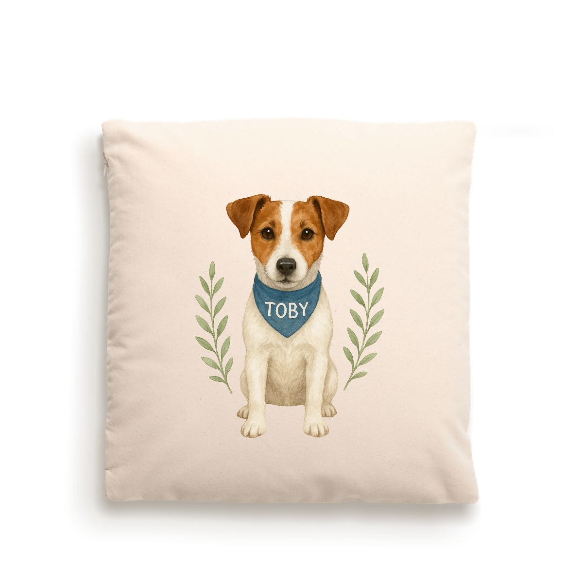 Dog Portrait Cushion Cover (Fairtrade Cotton) – Personalised - Jack Russell