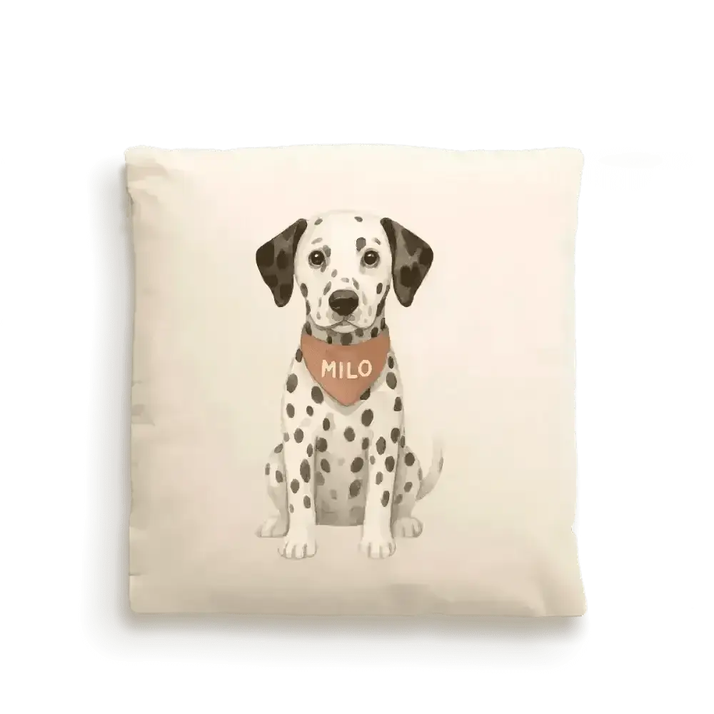 Dog Portrait Cushion Cover (Fairtrade Cotton) – Personalised - Dalmation
