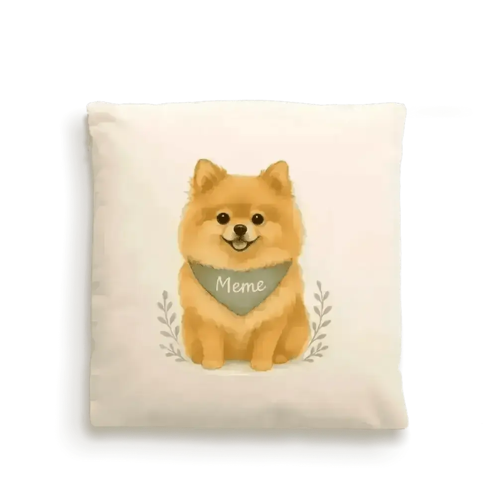 Dog Portrait Cushion Cover (Fairtrade Cotton) – Personalised - Pomeranian