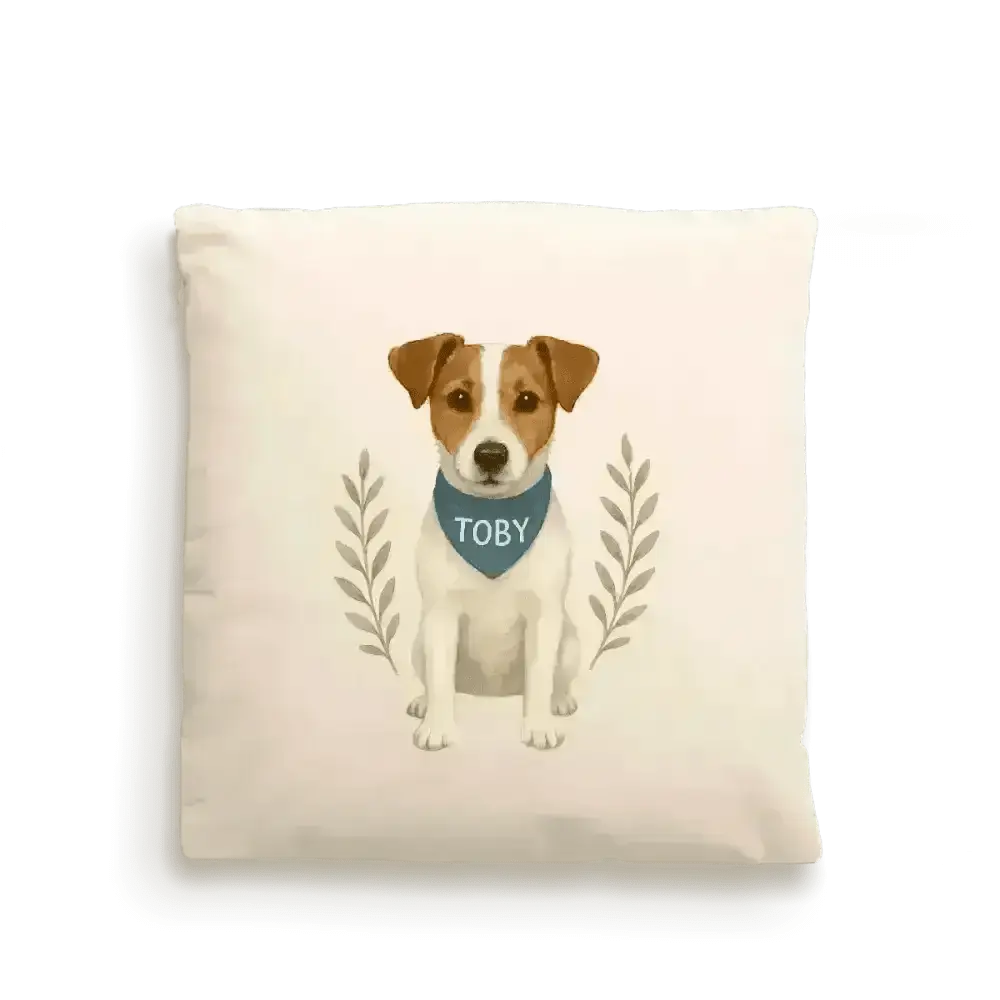 Dog Portrait Cushion Cover (Fairtrade Cotton) – Personalised - Jack Russell