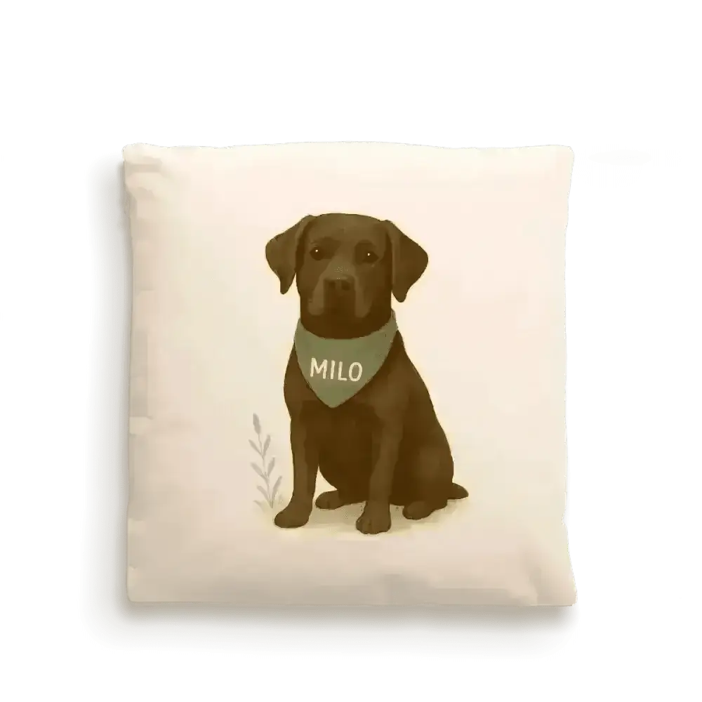 Dog Portrait Cushion Cover (Fairtrade Cotton) – Personalised - Labrador