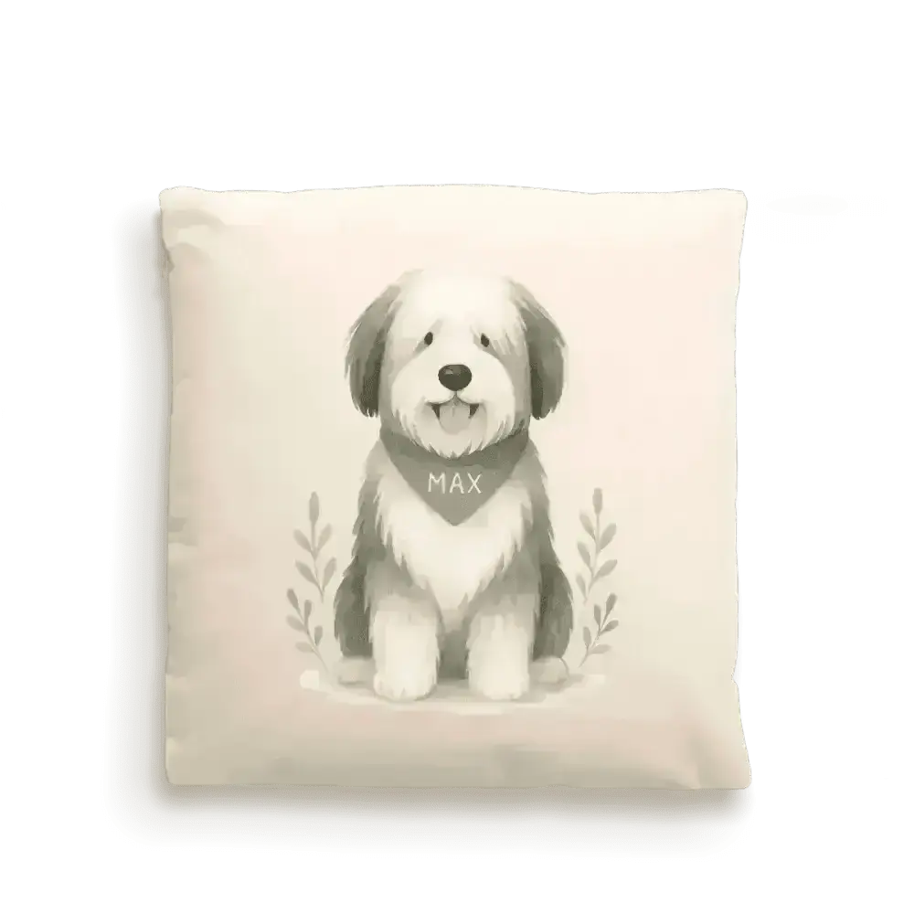 100% Cotton Custom Dog Cushion Cover – Personalised - Bearded Collie