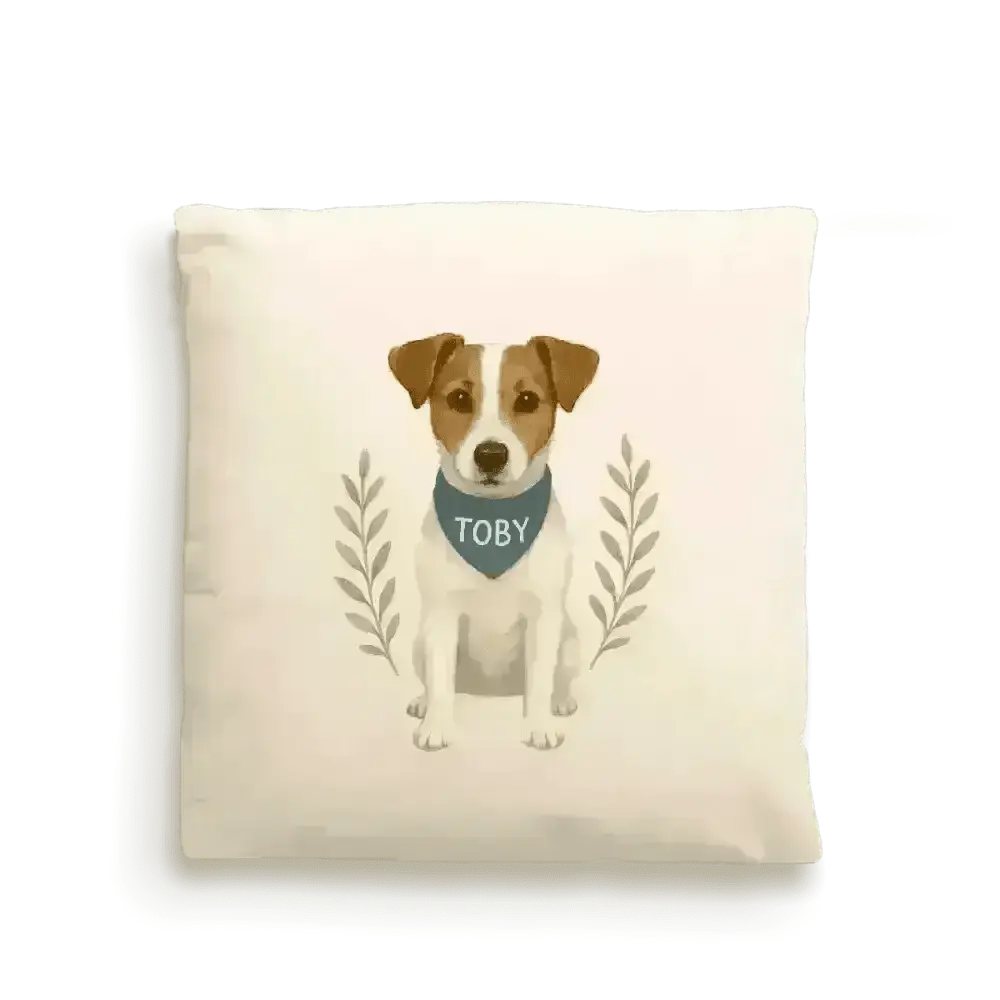 Dog Portrait Cushion Cover (Fairtrade Cotton) – Personalised - Jack Russell