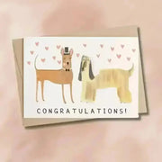 Dog Wedding Congratulations Card: greeting card designed with dogs in formal attire