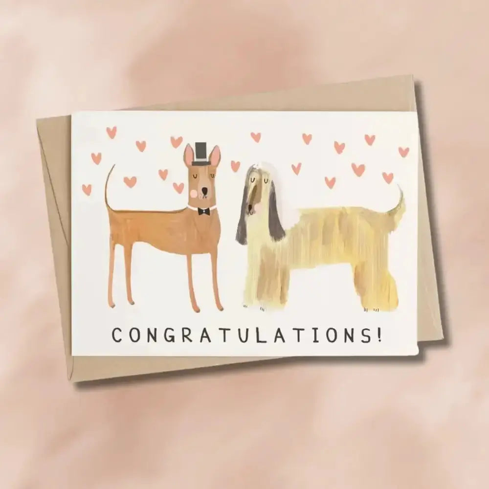 Dog Wedding Congratulations Card