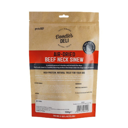 Doodles Deli Air Dried Beef Neck Sinew - Natural Dog Chew