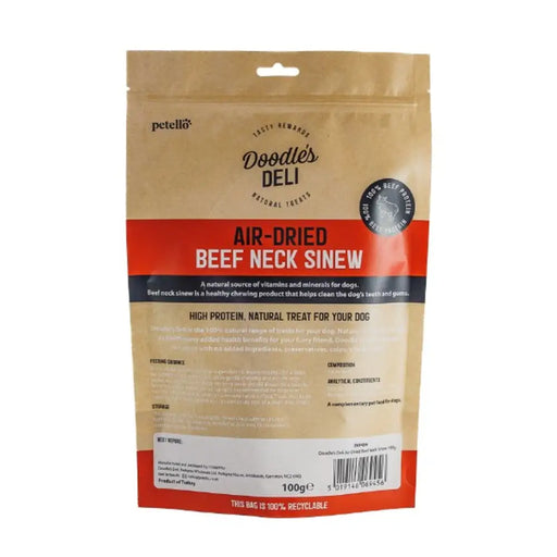 Doodles Deli Air Dried Beef Neck Sinew - Natural Dog Chew