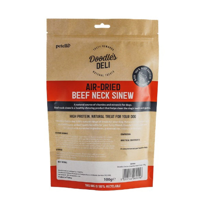 Doodles Deli Air Dried Beef Neck Sinew - Natural Dog Chew