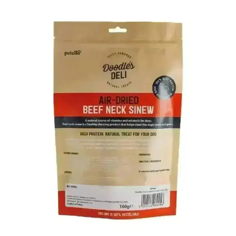 Doodles Deli Air Dried Beef Neck Sinew Treat Bag, 100g