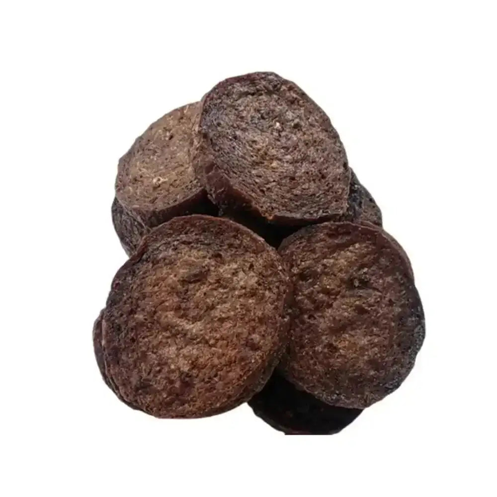 Doodles Deli Air Dried Ostrich Burgers with dark chocolate chip cookies