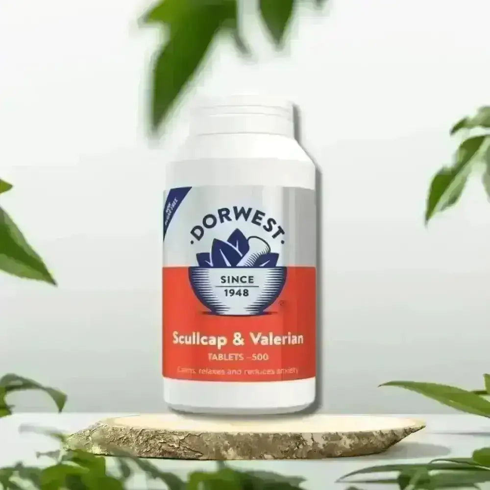 Dorwest Scullcap and Valerian Tablets 500 Count for Pet Anxiety Relief