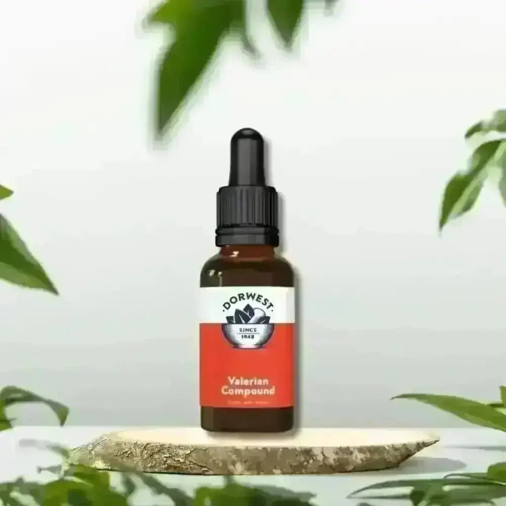 Dorwest Valerian Compound bottle for calming frightened pets quickly and effectively