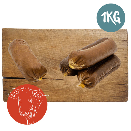 Dried Beef & Garlic Sausage - 1kg Bag - Natural Dog Chew