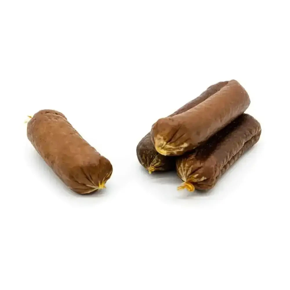 Chocolate-covered pretzel roll in dried beef garlic sausage cat food