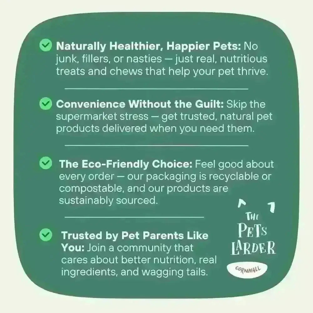 Green Pets Larder Dried Duck Wings dog chew 1kg bag with benefits