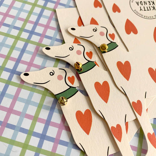 Standing Loveheart Whippet Shaped Dog Card