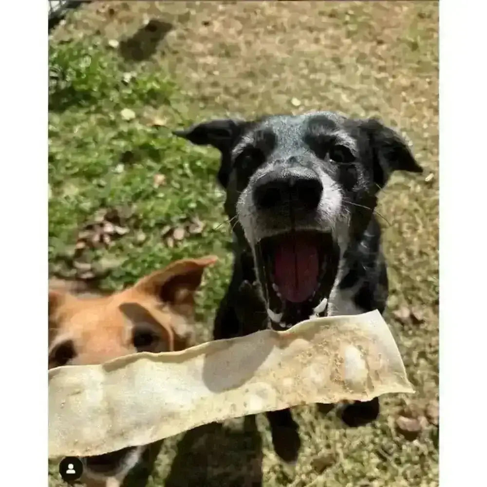 Leather dog treat toy with brown and tan fur pattern for a durable, tasty chew experience
