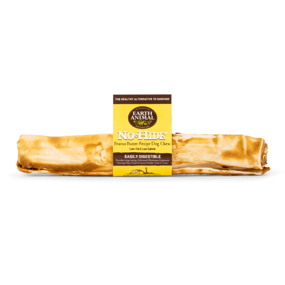 Earth Animal No-Hide Peanut Butter Chew for dogs in packaging, natural and safe dog treat