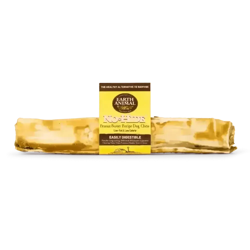 Earth Animal No-Hide Peanut Butter Chew for dogs in packaging, natural and safe dog treat