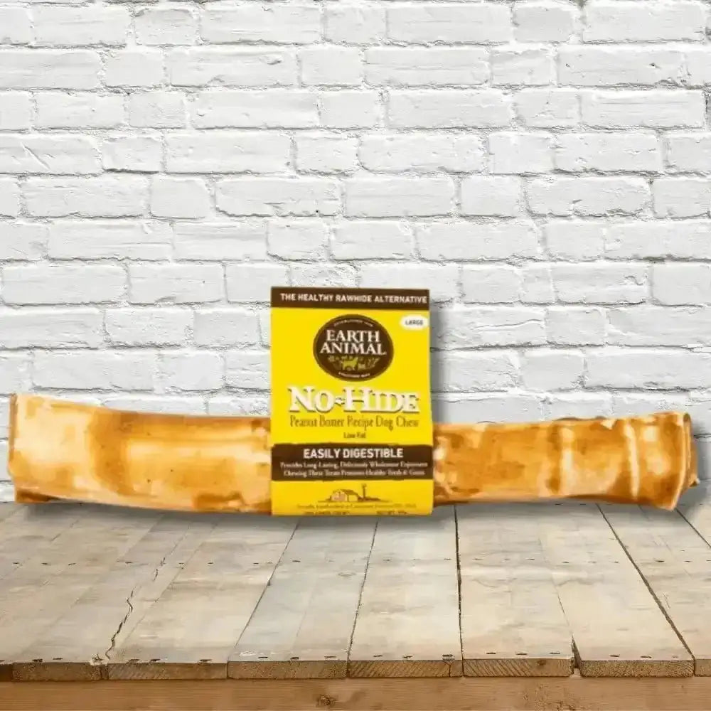 Earth Animal No-Hide Peanut Butter Chew large dog treat, natural, digestible, bacon flavor