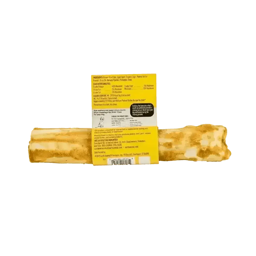 Earth Animal No-Hide medium peanut butter chew with yellow cheese stick design