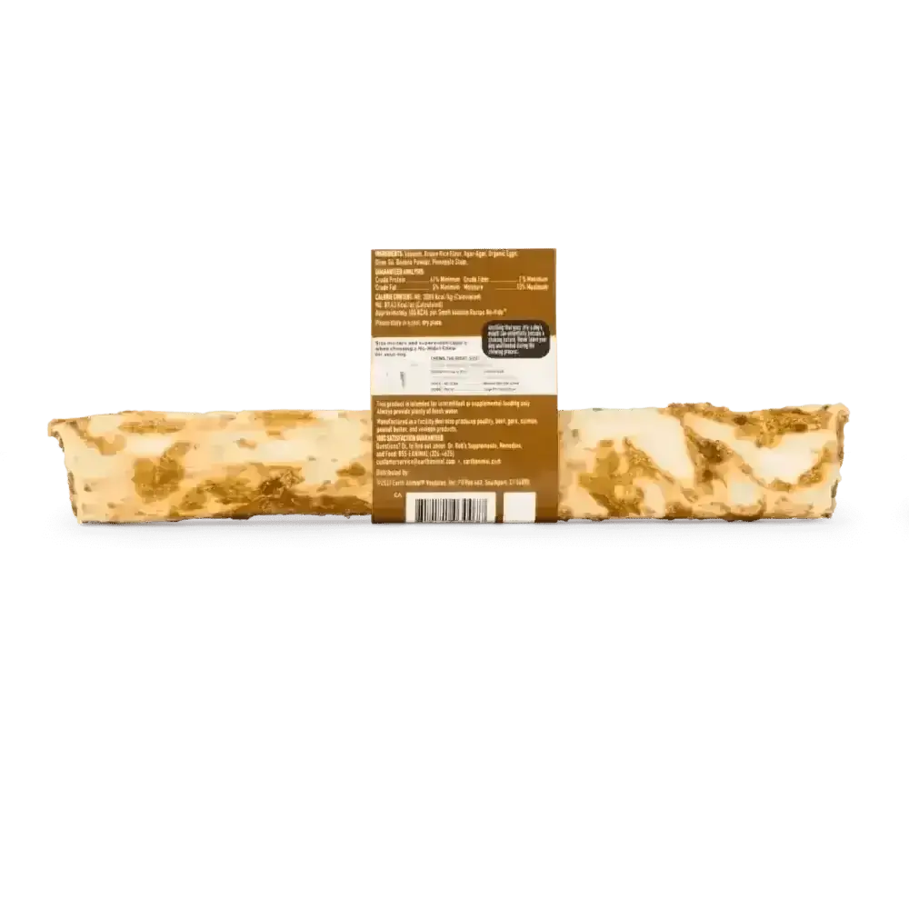 Chocolate bar wrapper with caramel and nuts for Earth Animal No-Hide Venison Chew Large
