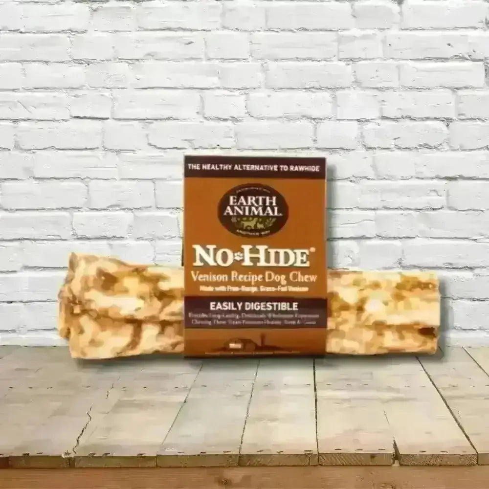 Earth Animal No-Hide Venison Chew for dogs, made with free-range deer meat and easily digestible