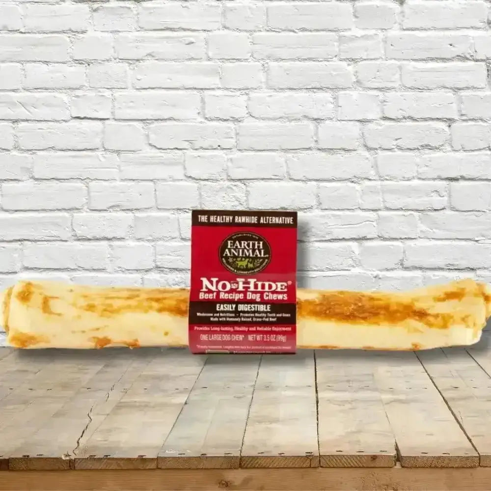 Earth Animal No-Hide Wholesome Beef Chew with 12-inch long beef flavored dog chew stick
