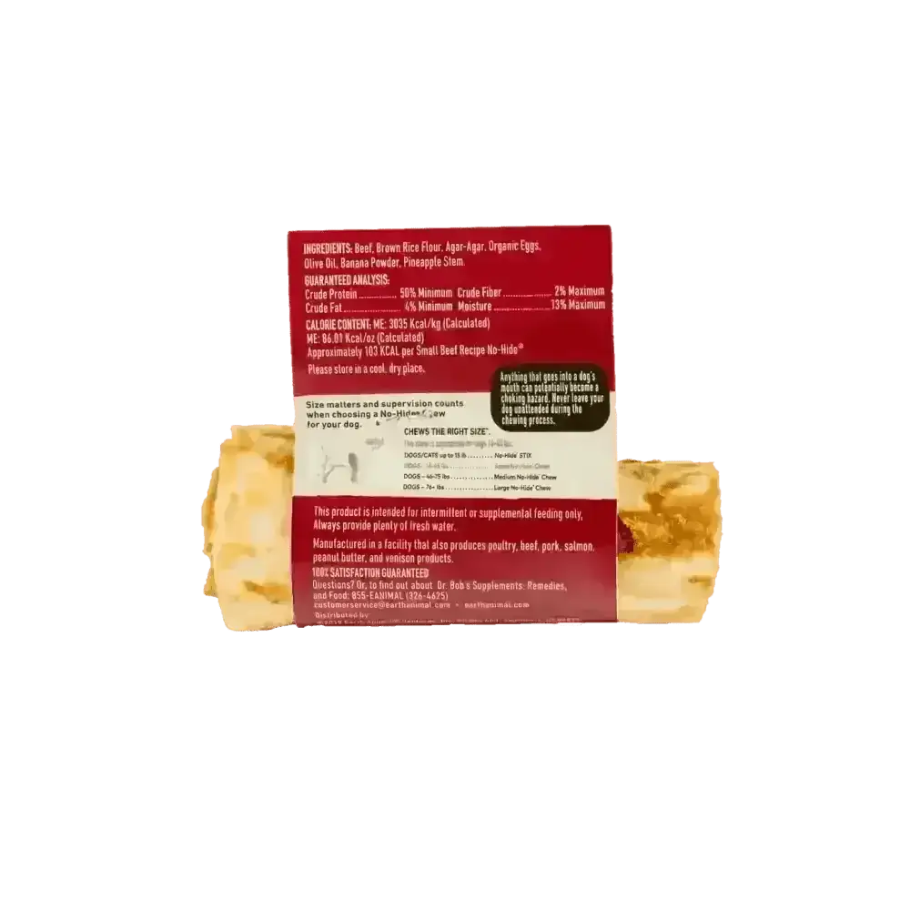 Earth Animal No-Hide Wholesome Beef Chew Small Red White Bag Label