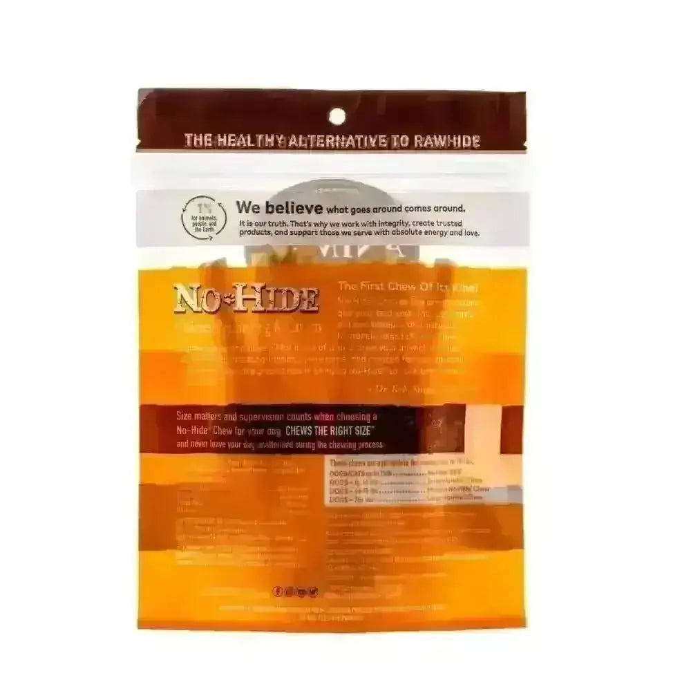 Earth Animal No-Hide Wholesome Chicken Stix dog treat bag with healthy alternative packaging